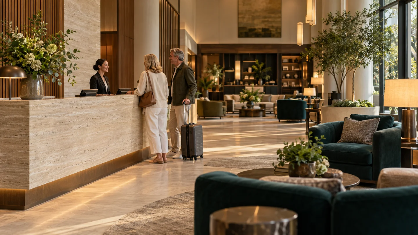 Welcoming reception area for travel and concierge enquiries